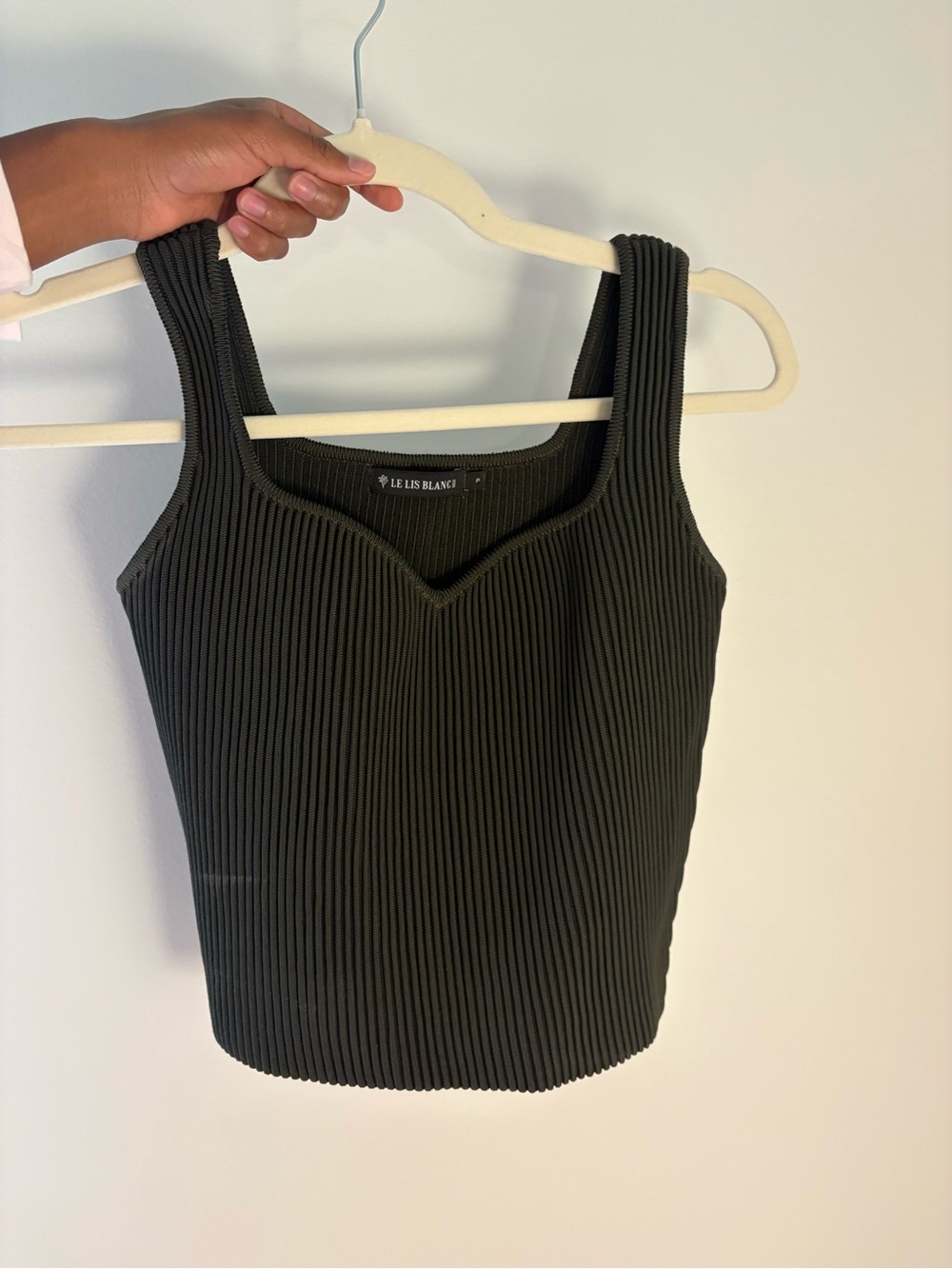 Black Ribbed Square-Neck Tank
